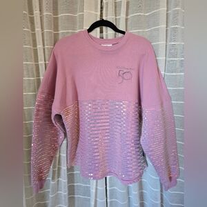 Disney World Spirit Jersey 50th Anniversary Sequin Fleece Sweatshirt Top M
